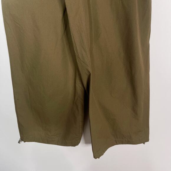 Zara Womens XSmall Olive Green Wide Leg Cargo Trouser Pants Cinch Hem High Waist - Picture 4 of 8